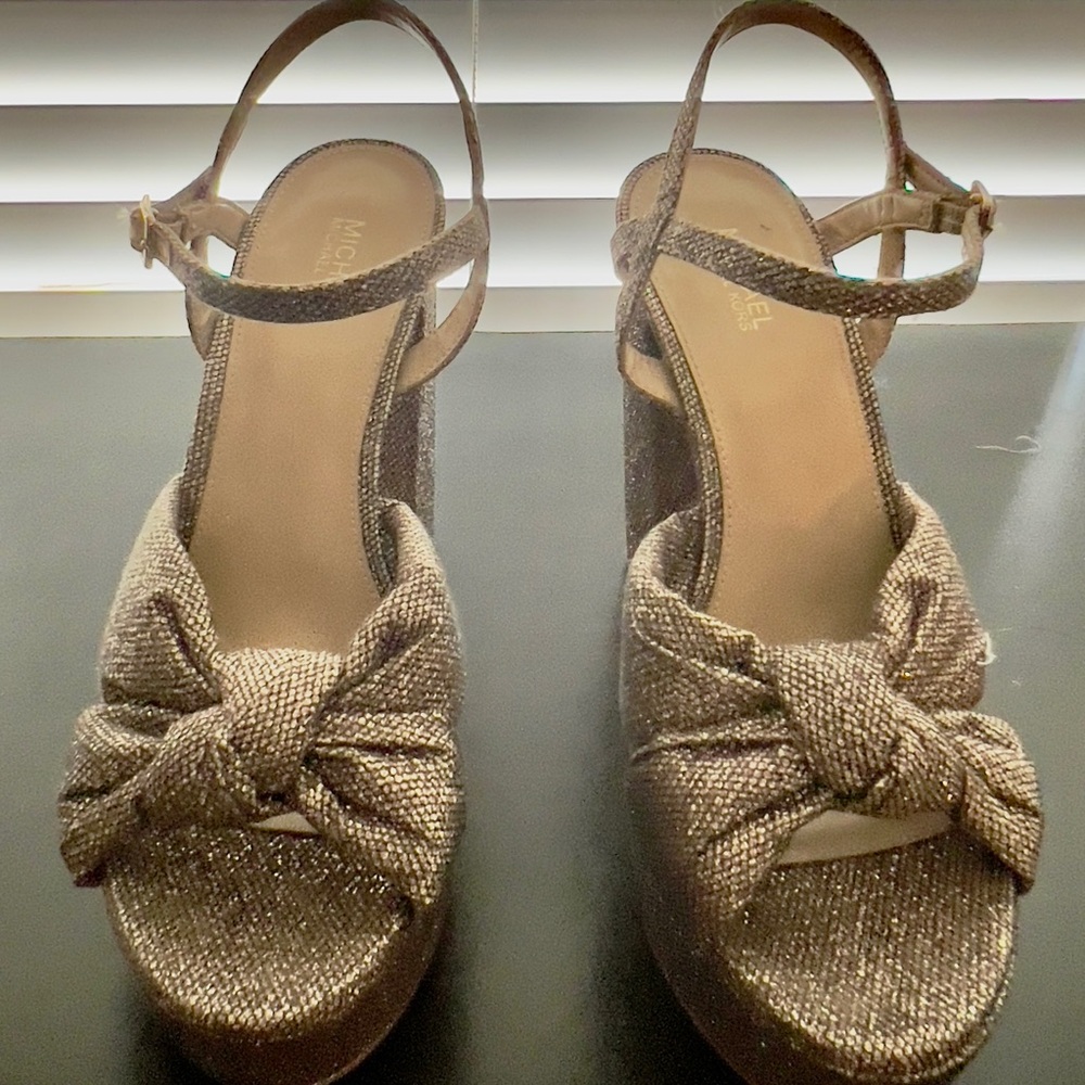 Michael Kors Metallic Gold Knot Platform Sandals